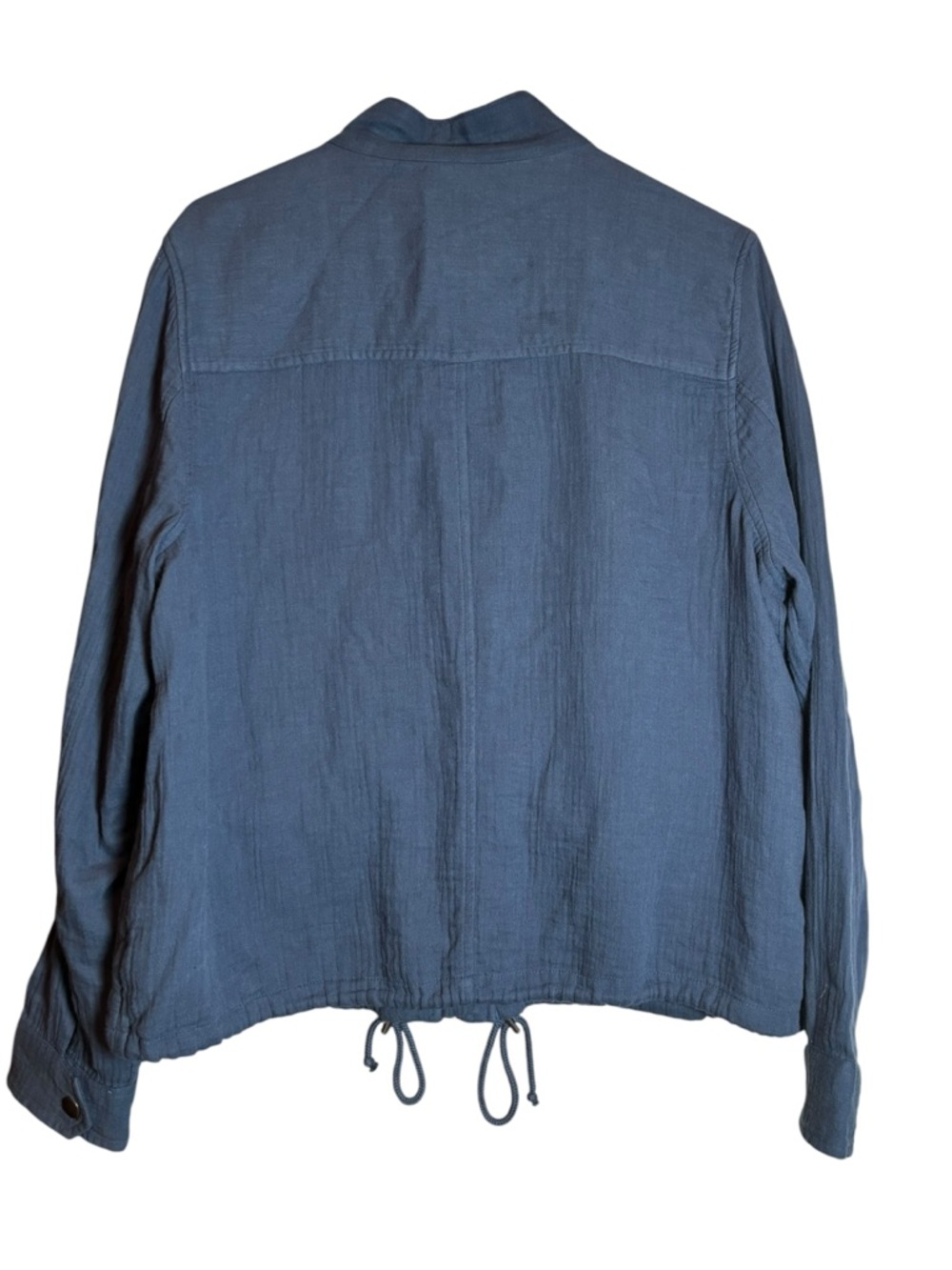 Caslon Blue Cotton Utility Jacket Top Drawstring Hem Size Medium - Picture 3 of 10